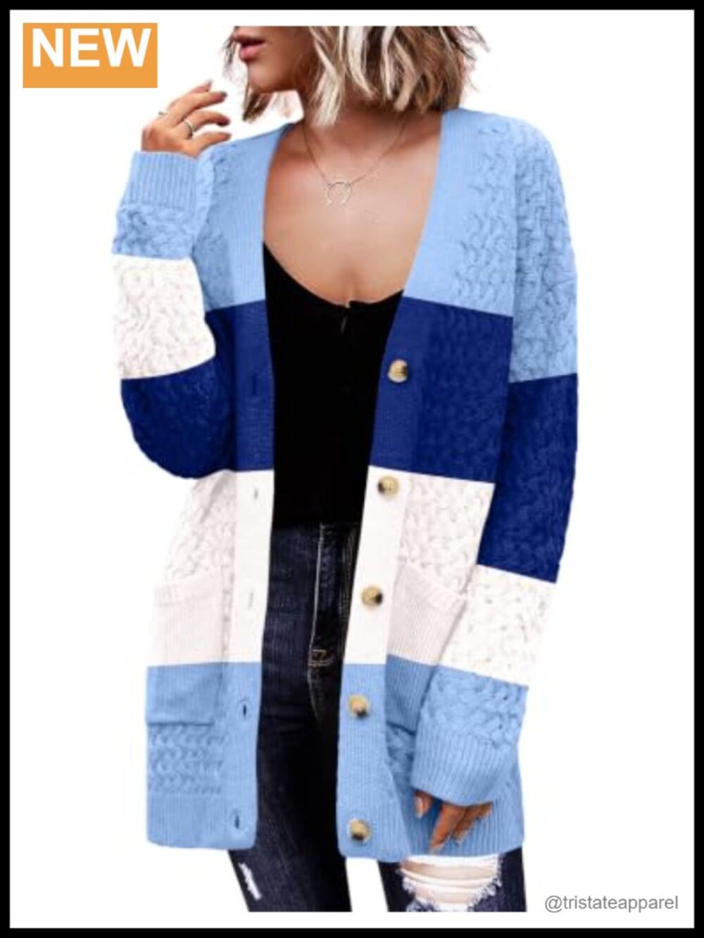 Zeagoo Women's Long Sleeve Cable Knit Cardigan with Buttons and Pockets
